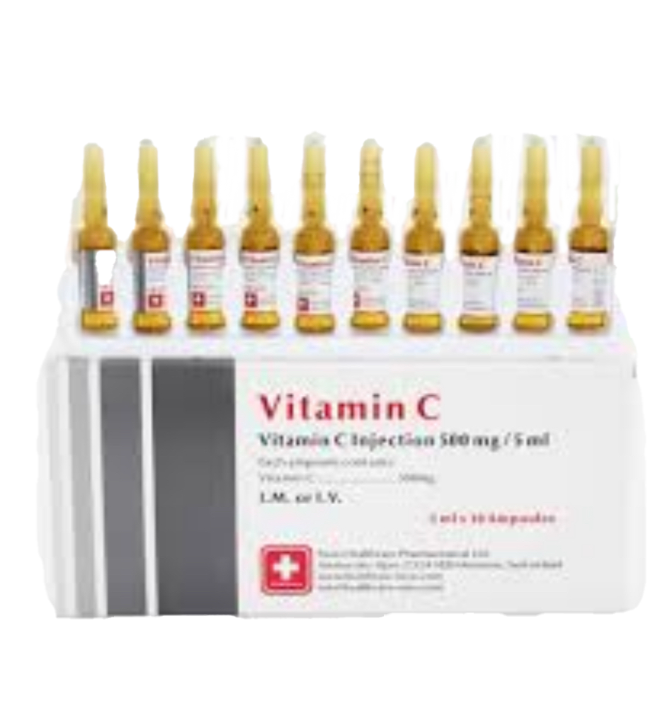 Ascorbic Acid (Vitamin C) Injection 500mg/5ml Ampoules (Pack Size 10)
