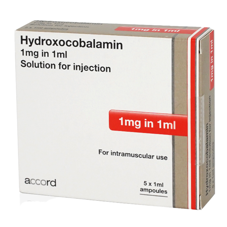 Hydroxocobalamin (Vitamin B12) 1mg/1ml Ampoules (Pack Size 5)